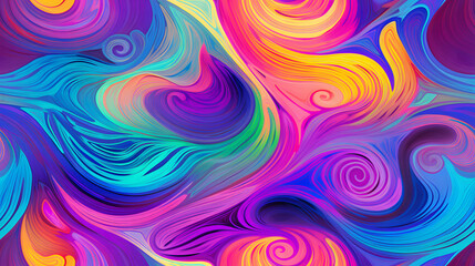 Seamless psychedelic holographic texture with colorful swirls
