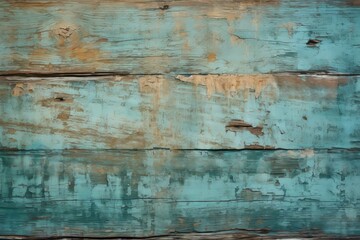 Fototapeta na wymiar Vintage Charm: Uncover the Allure of Aged Turquoise Paint on Timeless Wooden Planks Generative AI