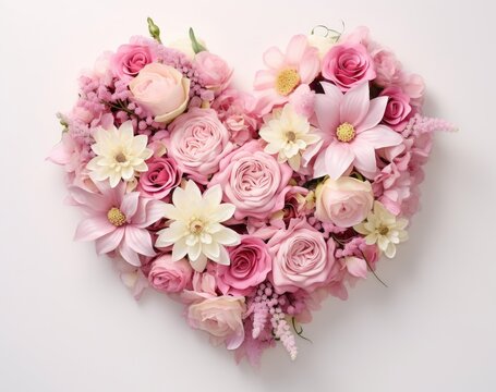 Embrace Love with this Enchanting Heart-Shaped Pink Flower Bouquet - Capture the Magic! Generative AI