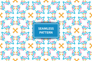 oriental pattern. White, blue, orange and pink background with Arabic ornaments. Patterns, backgrounds and wallpapers for your design. Textile ornament. Vector illustration.