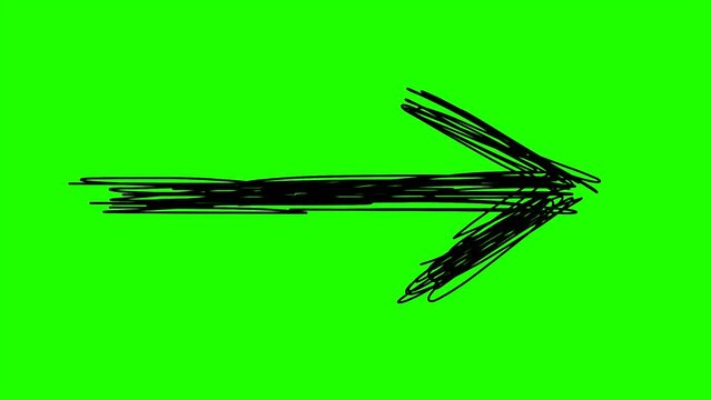 Arrow points right on green screen
