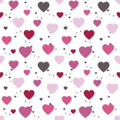 A seamless pattern for Valentine's Day. Cute hearts in pink colors. Tender colors. Digital art