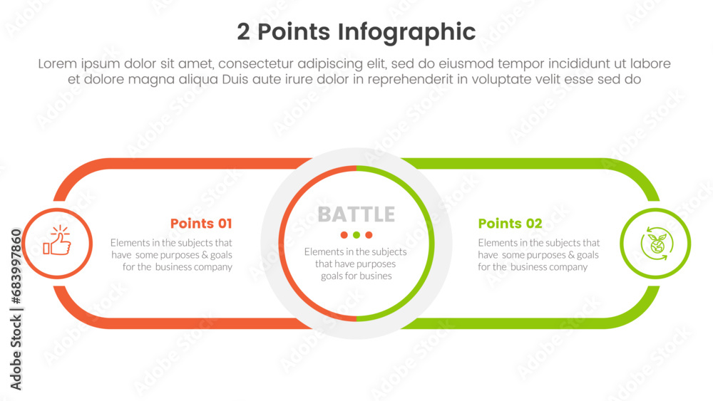 Poster versus or compare and comparison concept for infographic template banner with circle center and roun