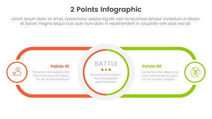 versus or compare and comparison concept for infographic template banner with circle center and round outline rectangle for description with two point list information