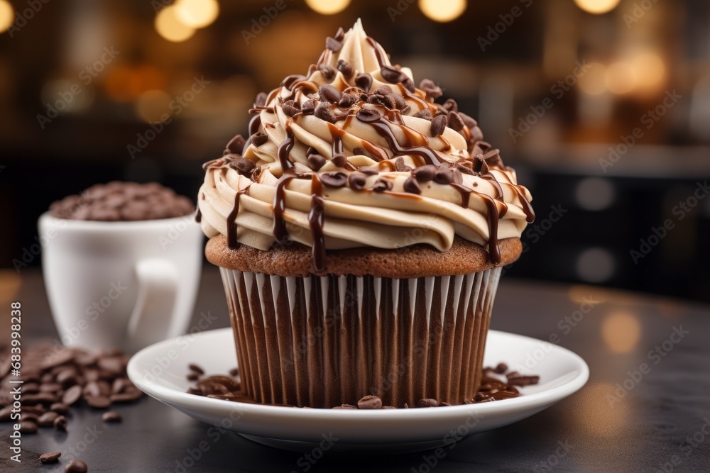 Poster appetizing cake. background with selective focus and copy space