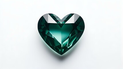 Fototapeta premium Dark Green Crystal Heart on White Background