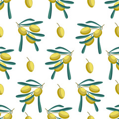 vector seamless pattern with olives branch 2