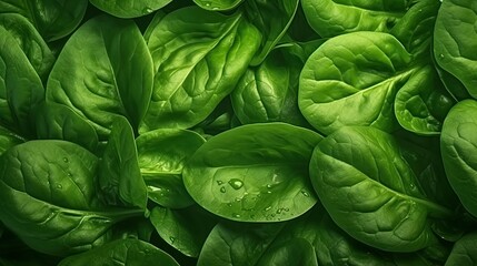 Fototapeta na wymiar Background of fresh green spinach leaves