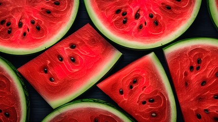 Background made of ripe watermelon lobes