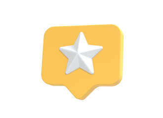 Star icon for social media or web. 3d render illustration