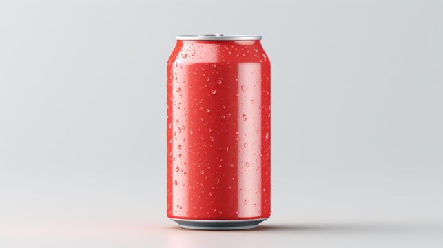 Red soda can on white background 3d render, AI