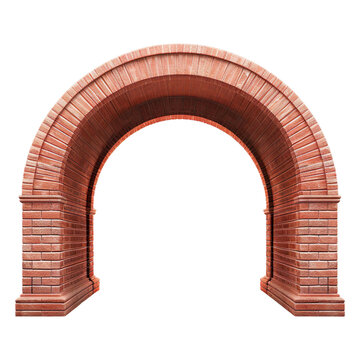 Fototapeta Round Red brick arch, Tunnel isolated on transparent background.