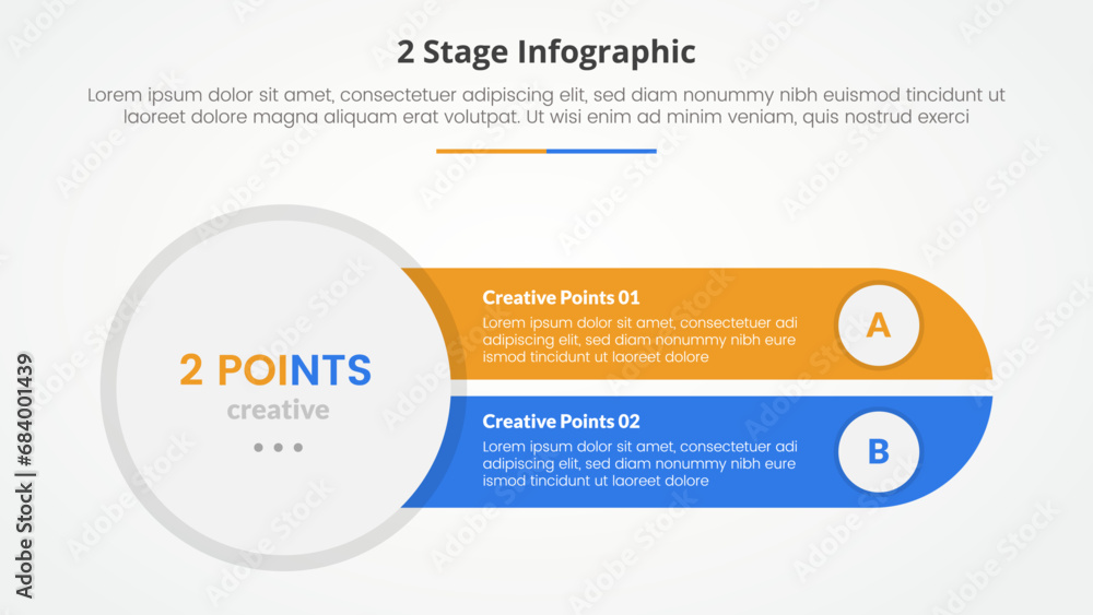 Aufkleber 2 points stage template for comparison opposite infographic concept for slide presentation with big 