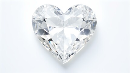 White Crystal Heart on White Background