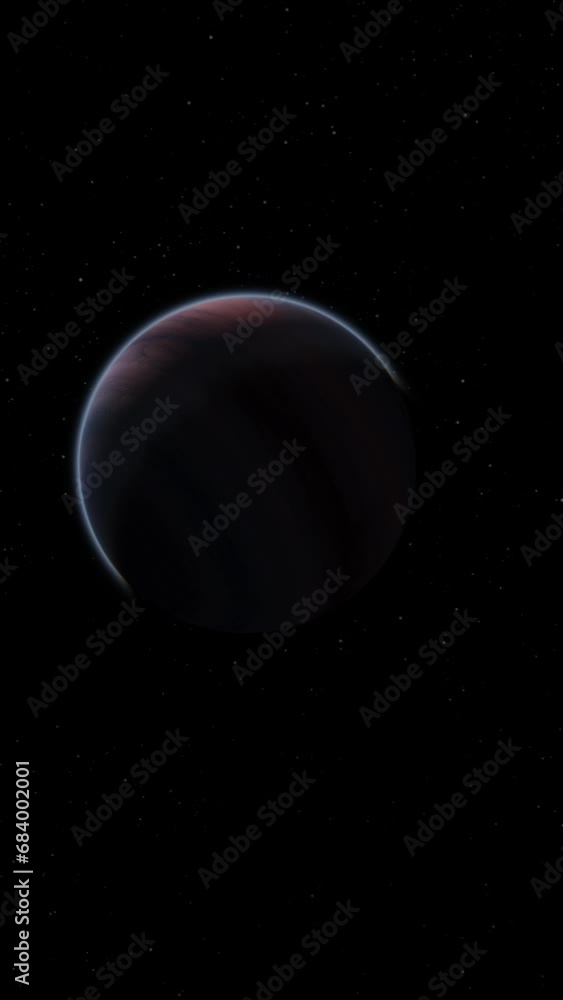 Wall mural giant gas planet in deep dark outer space. 3d animation and artistic concept of big jupiter-like ali