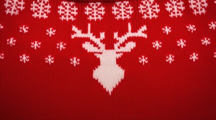 a festive red knitted sweater with a white reindeer and snowflake pattern, exemplifying the iconic Christmas jumper, full of cheer and perfect for the holiday season's celebrations.
