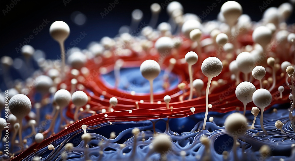 Poster dancing platelets: a microscopic exploration of intricate structures and functions - ai generative
