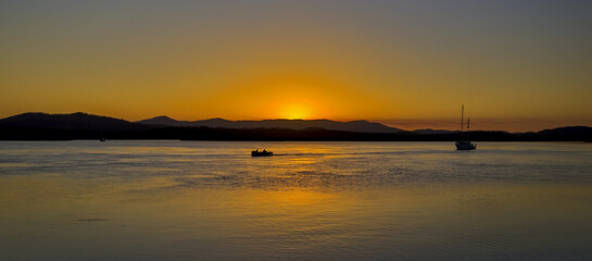 sunset over the river