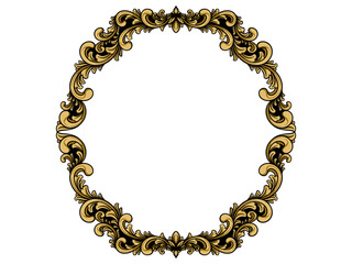 an ornate gold frame with a white background