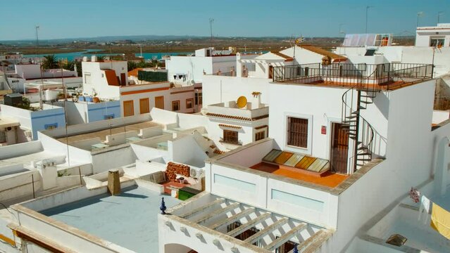 Traditional whitewashed Andalusian architecture in Ayamonte, Huelva, Andalucia, Spain, a picturesque blend of charm and history