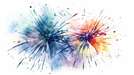 fireworks in watercolor style