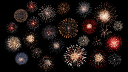 Fototapeta premium variety of fireworks on black