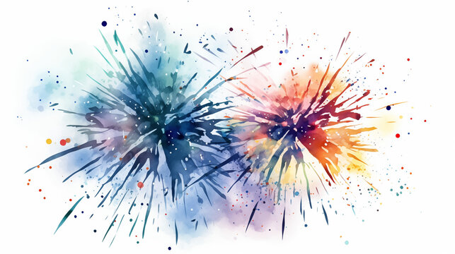 Fireworks In Watercolor Style