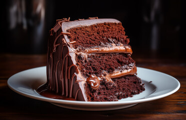 piece chocolate cake on a plate