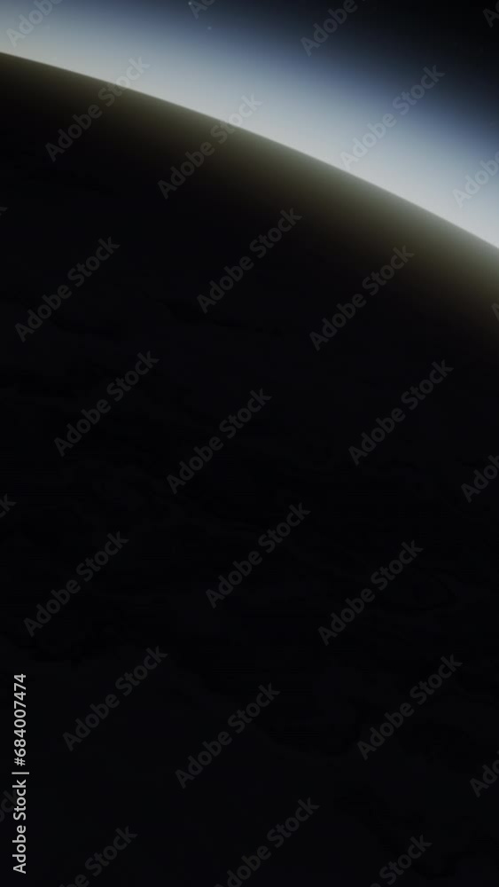 Wall mural giant gas planet in deep dark outer space. 3d animation and artistic concept of big jupiter-like ali