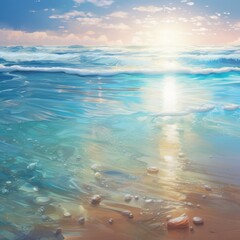 Unveiling Serenity: An Artistic Blend of Crystal Clear Waters and Golden Sands - Journey into Nature's Paradise Generative AI