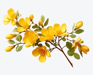 Golden Glory: A Unique Study of Vibrant Yellow Flowers Blooming in Isolation Generative AI