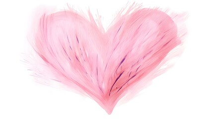 Hand Painted Light Pink Heart on White Background