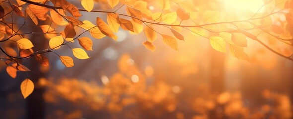Magical Sunbeam through Autumn Leaves: Nature's Stunning Color Show Generative AI