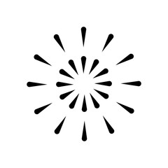 fireworks icon, happy new year vector, isolated on white background with black fill style.