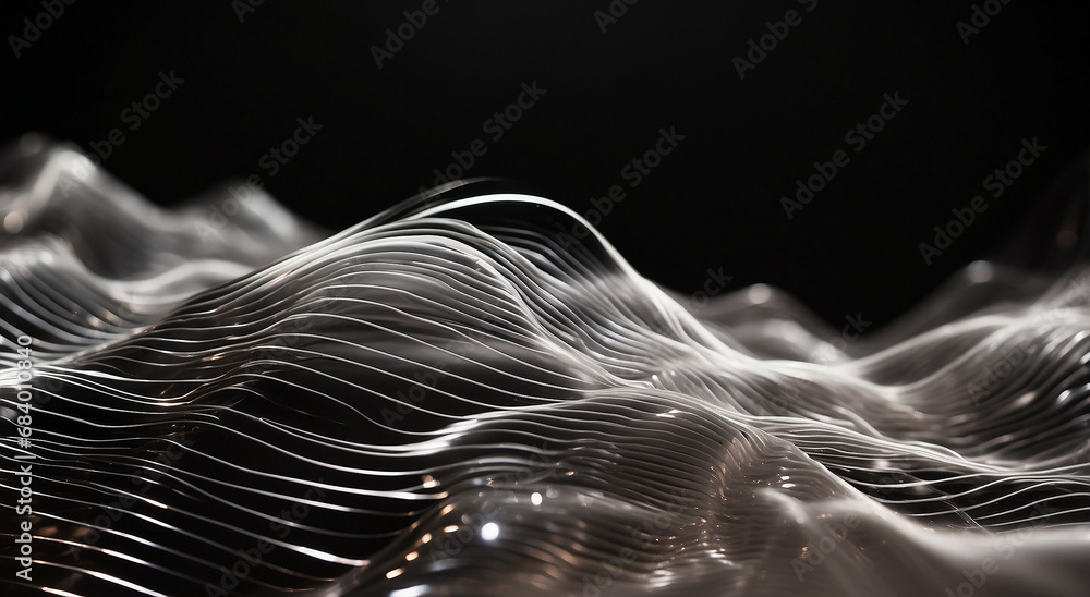 Poster a chic fusion of white christmas translucent lines, creating a striking abstraction against a sleek 