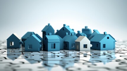 House made of puzzle pieces. Property investment and house mortgage financial real estate concept
