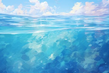 Experience the Serene Beauty: Immaculate Ocean Waters under Pristine Blue Skies Generative AI