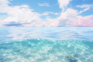 Exquisite Panorama: Azure Ocean meets Sky - Pure Tranquility Awaits! Generative AI