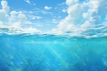 Fototapeta na wymiar Unveiling Paradise: Stunning Clear Ocean Waters under the Azure Sky Generative AI