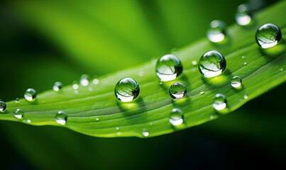 Unveiling Nature's Beauty: A Single Dewdrop on a Vibrant Green Leaf Generative AI