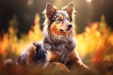 Mesmerizing Snapshot: Fjord's Dog Blissfully Lounging on Emerald Grasslands Generative AI