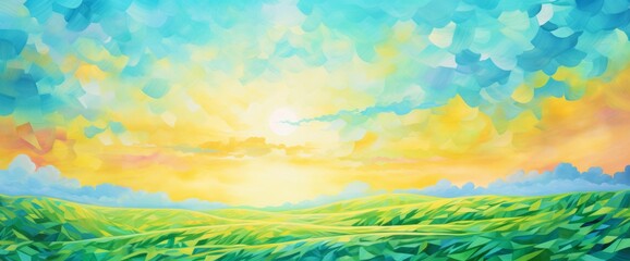 Stunning Sunlit Meadows: Experience the Mesmerizing Blend of Sky and Grasslands Generative AI
