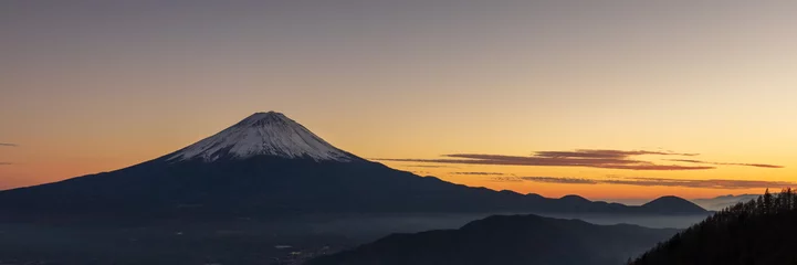 Velvet curtains Fuji Mt. Fuji at magic hour.