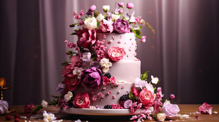 Sweet Artistry: A Themed Cake with a Cascading Floral Arrangement