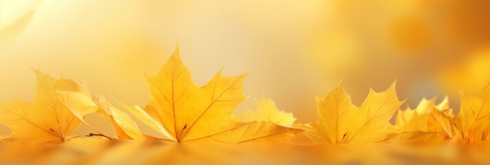Naklejka na ściany i meble Vibrant Autumn: Stunning Maple Leaves on a Golden Canvas Generative AI