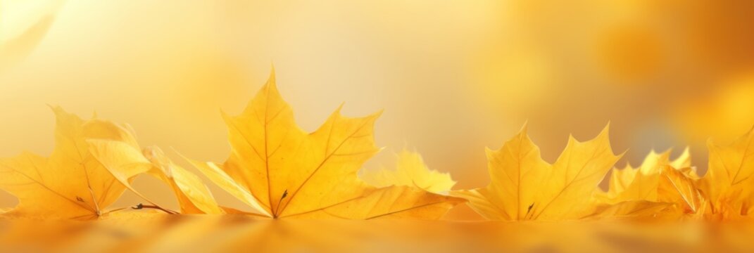 Vibrant Autumn: Stunning Maple Leaves on a Golden Canvas Generative AI