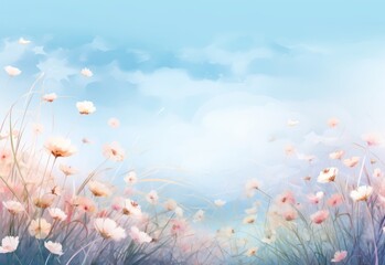 Fototapeta na wymiar Stunning Nature: Immerse in the Tranquility of this White Floral Landscape Wallpaper Generative AI