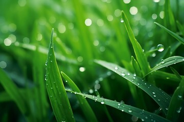Experience the Magic: Dewdrops Sparkling on Lush Green Fields Generative AI