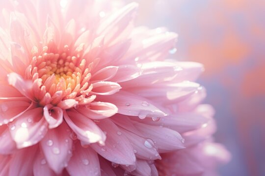 Exquisite Dew-Kissed Pink Chrysanthemum: The Art of Nature Generative AI
