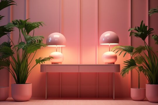 Immerse in Serenity: Discover the Magic of a Pink Paradise with Indoor Plants Generative AI